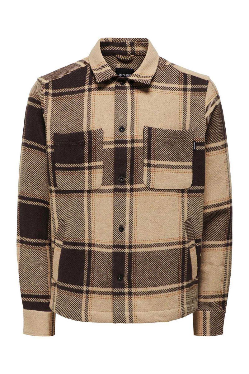 Only & Sons Erkek Onsmace Regular Fit Yan Cep Detaylı Gömlek 22026663 Kahverengi - 6