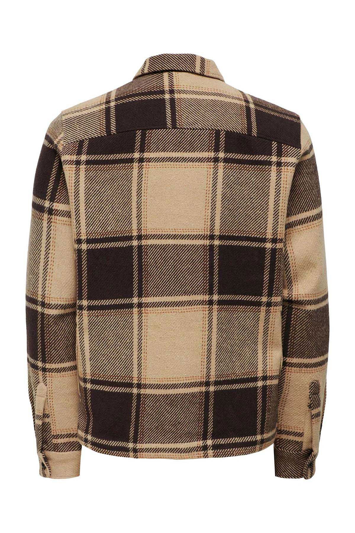 Only & Sons Erkek Onsmace Regular Fit Yan Cep Detaylı Gömlek 22026663 Kahverengi - 7