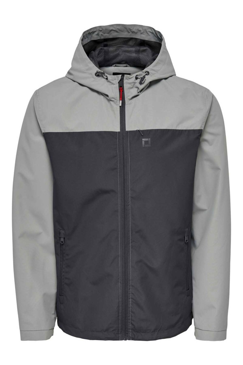 Only & Sons Erkek Onsmack Su Geçirmez Kapüşonlu Ceket 22024207 Gri - 6