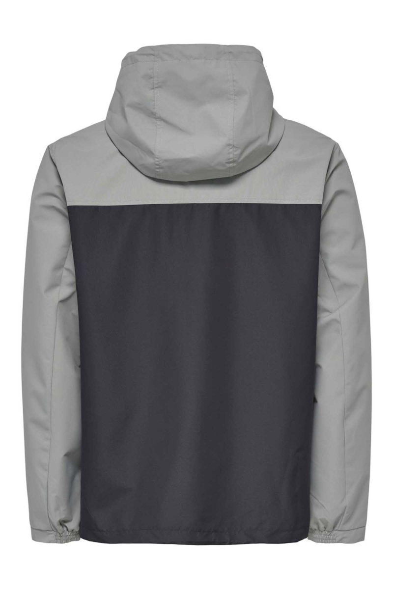 Only & Sons Erkek Onsmack Su Geçirmez Kapüşonlu Ceket 22024207 Gri - 7