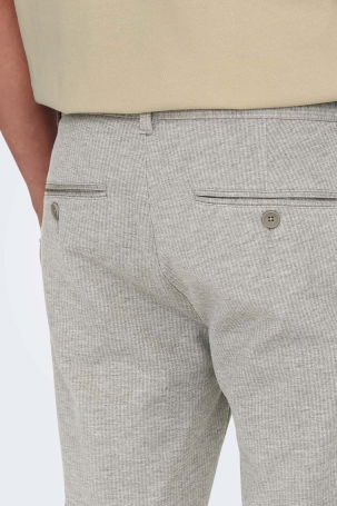 Only & Sons Erkek Onsmark Çizgili Chino Pantolon 22024957 Bej - 4