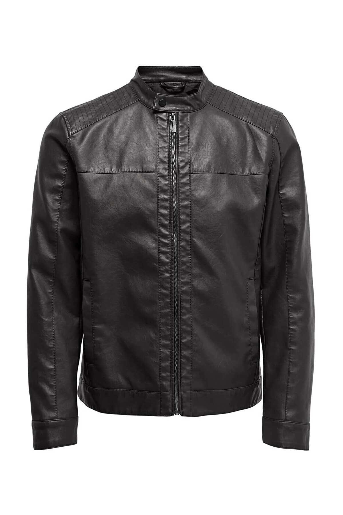 Only & Sons Erkek Onsmıke Deri Ceket 22012339 Siyah - 1
