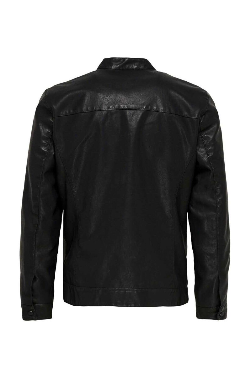 Only & Sons Erkek Onsmıke Deri Ceket 22012339 Siyah - 2