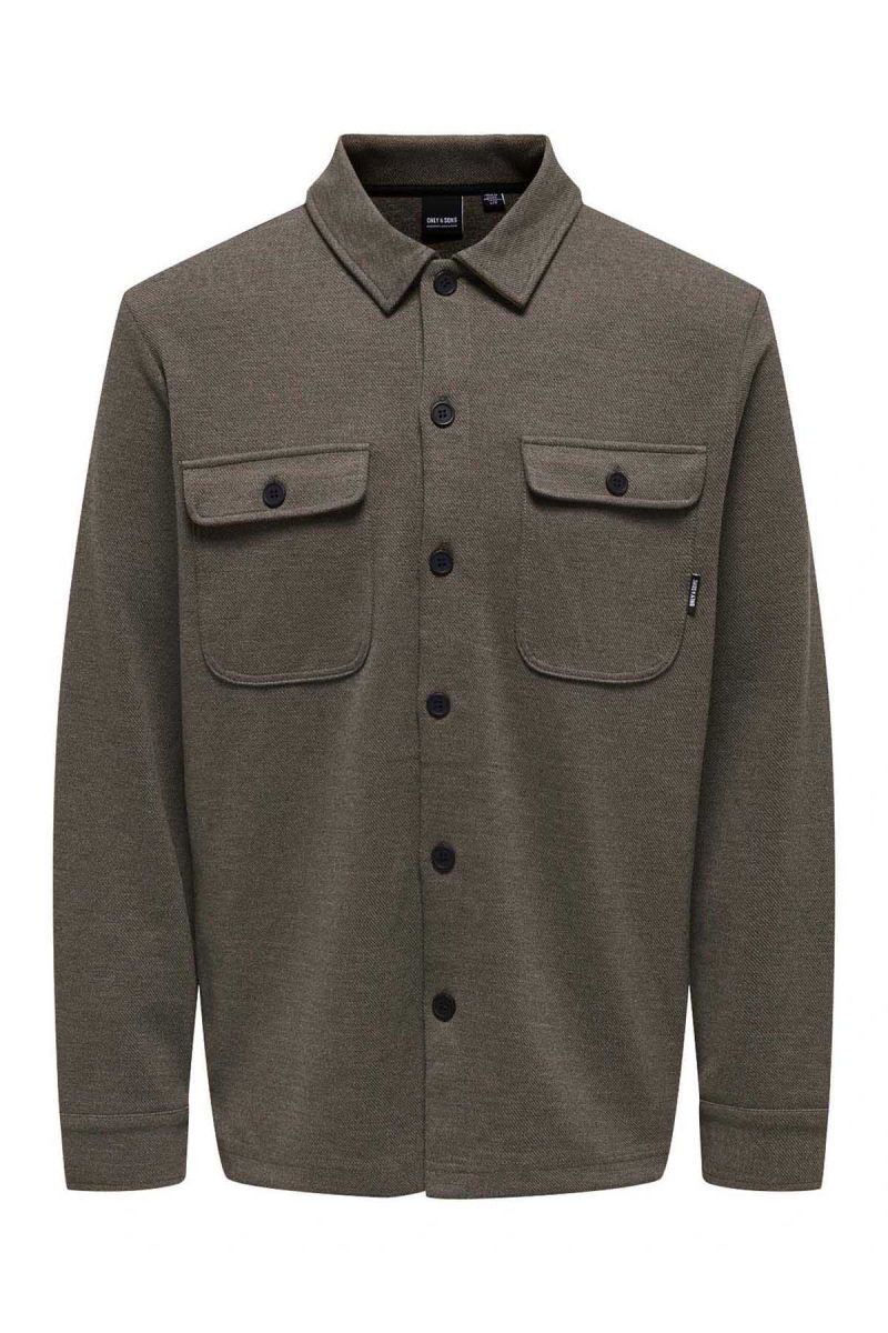 Only & Sons Erkek Onsnewkodyl Çift Cep Detaylı Uzun Kol Gömlek 22021279 Kahverengi - 5