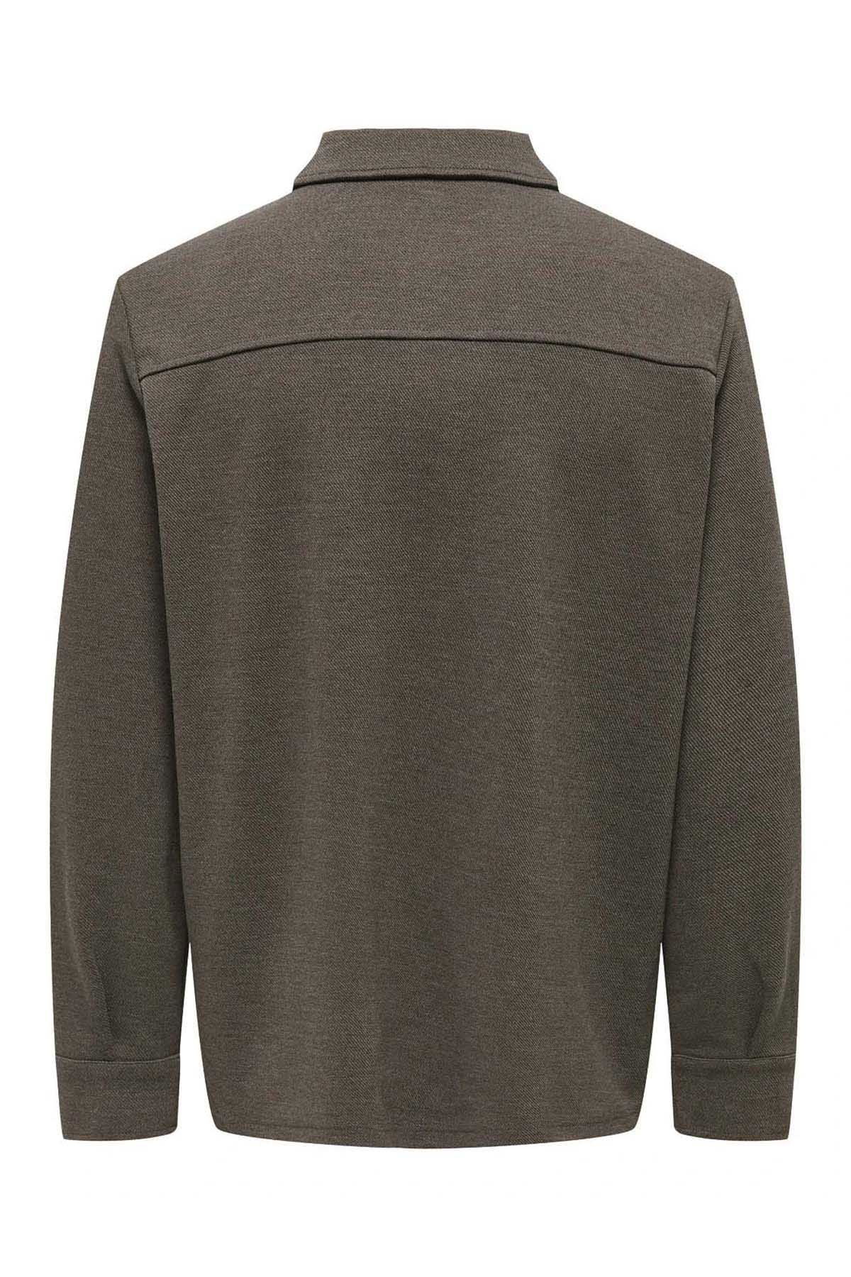 Only & Sons Erkek Onsnewkodyl Çift Cep Detaylı Uzun Kol Gömlek 22021279 Kahverengi - 6