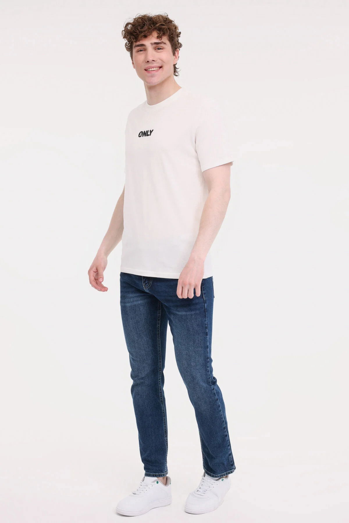 Only & Sons Erkek Onspalm Rahat Kalıp Kısa Kollu %100 Pamuk T-Shirt 22034497 Ekru - 2
