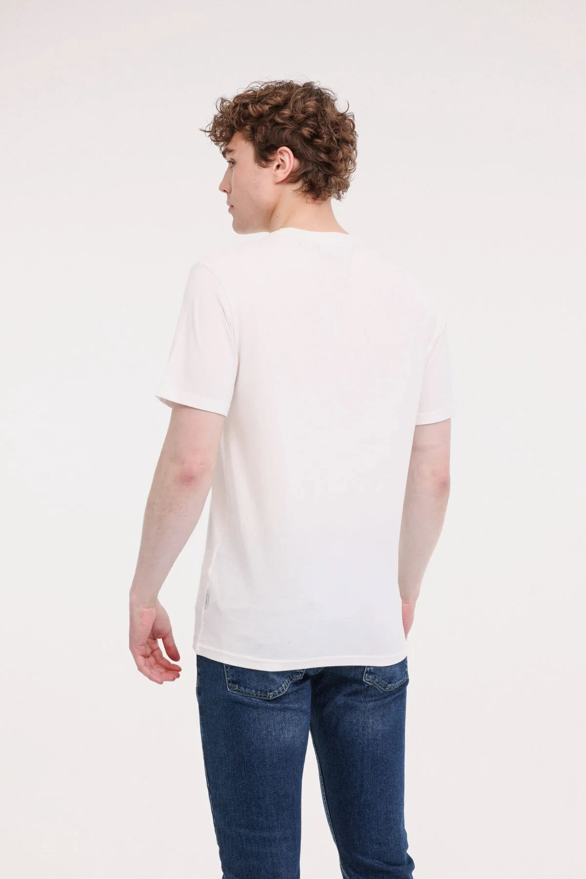 Only & Sons Erkek Onspalm Rahat Kalıp Kısa Kollu %100 Pamuk T-Shirt 22034497 Ekru - 4