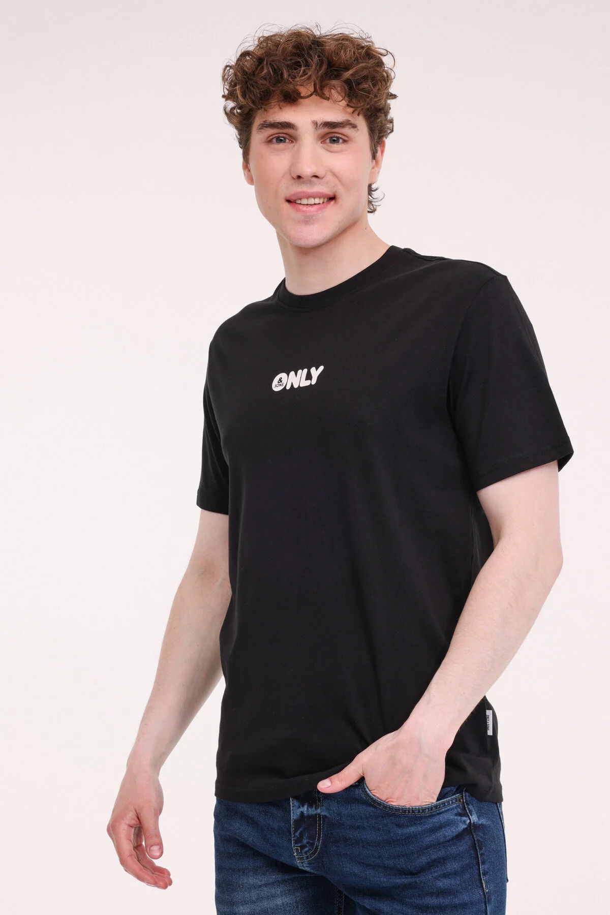 Only & Sons Erkek Onspalm Rahat Kalıp Kısa Kollu %100 Pamuk T-Shirt 22034497 Siyah - 1