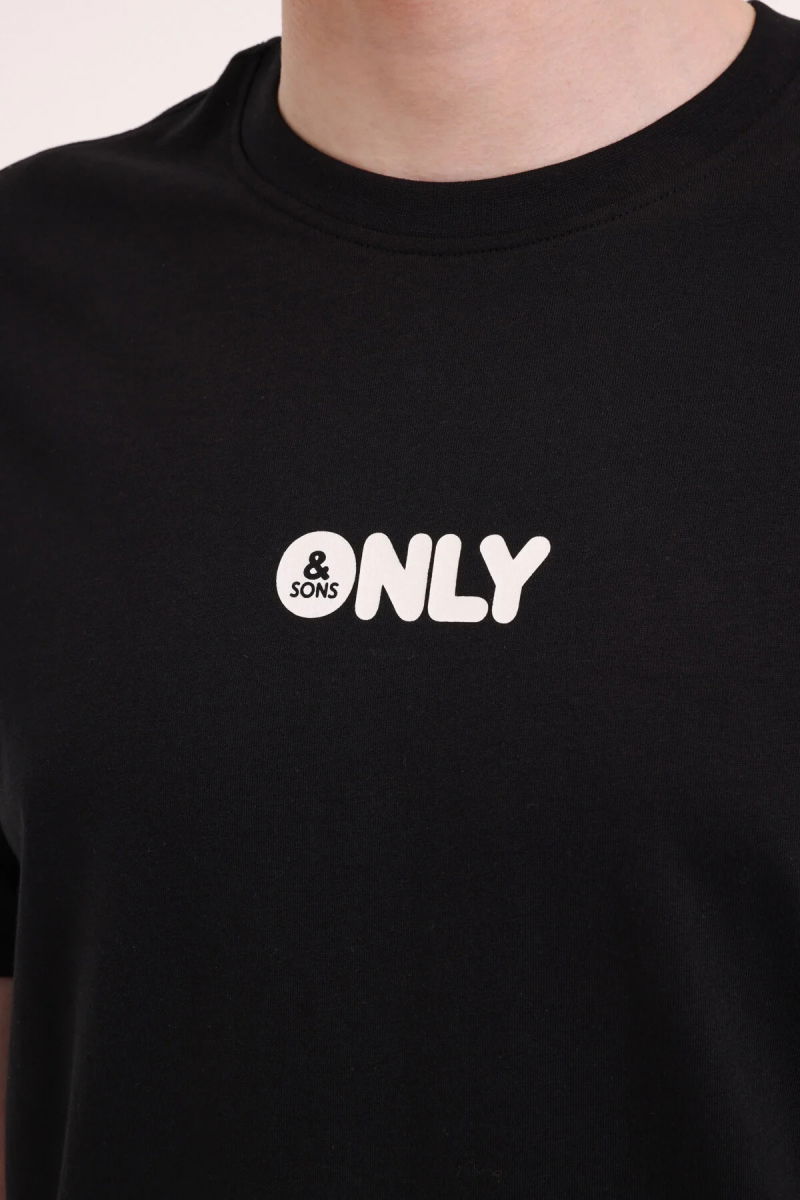 Only & Sons Erkek Onspalm Rahat Kalıp Kısa Kollu %100 Pamuk T-Shirt 22034497 Siyah - 3