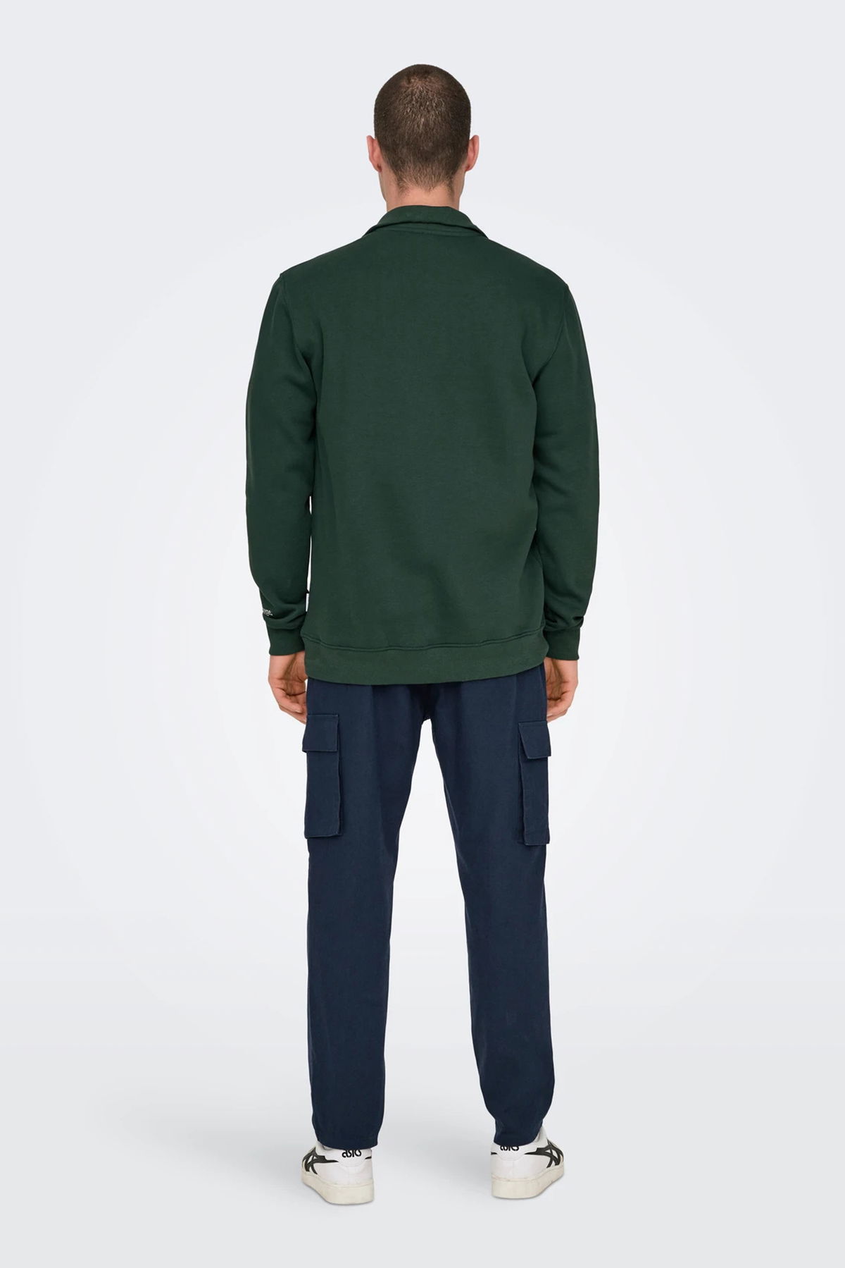 Only & Sons Erkek Onsrıley Yarım Fermuar Yakalı Sweatshirt 22030160 Koyu Yeşil - 5