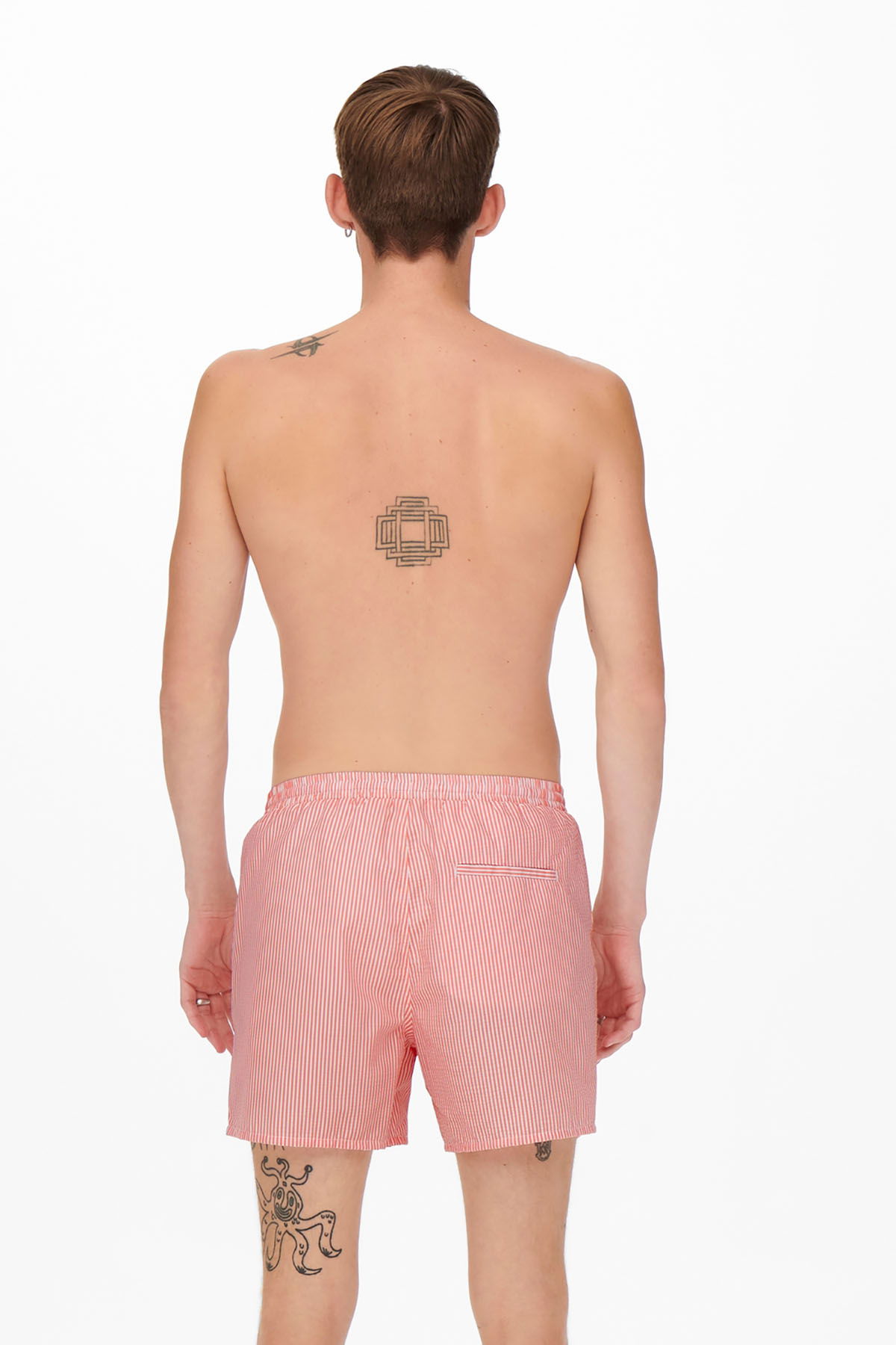 Only & Sons Erkek Onsted Çizgili Deniz Şortu 22021841 Pembe - 2