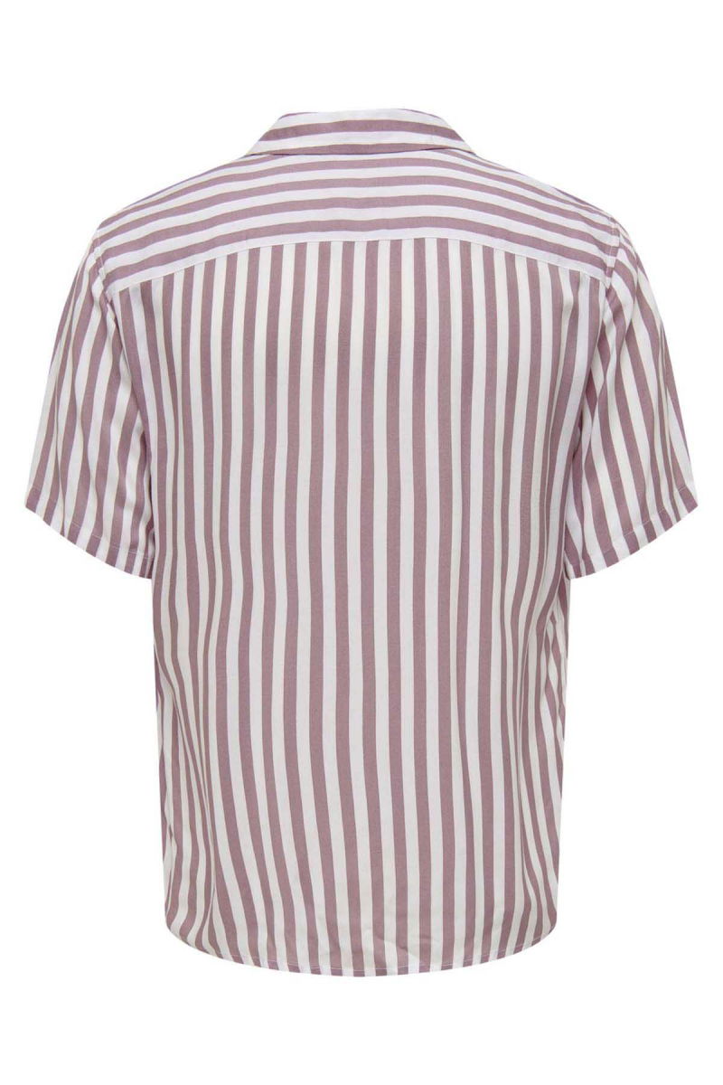 Only & Sons Erkek Onswayne Çizgili Kısa Kollu Gömlek 22013267 Gül Kurusu - 7