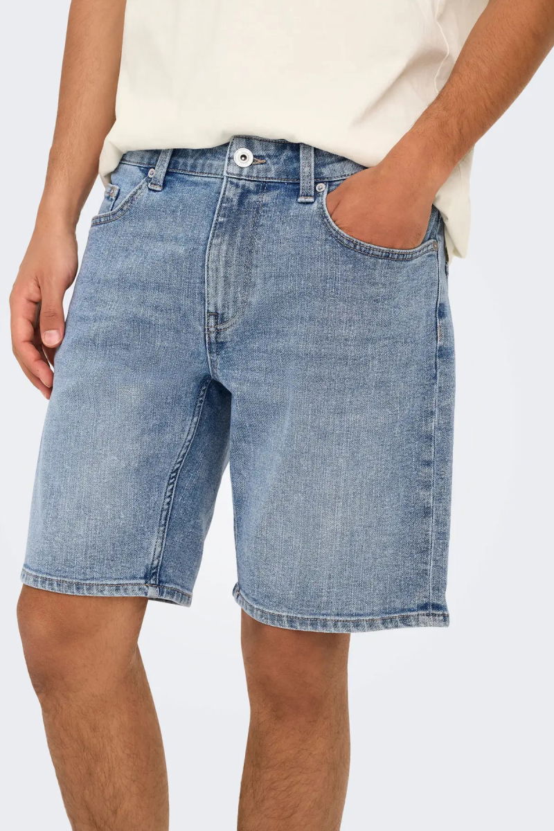 Only & Sons Erkek Onsweft Regular Fit Jean Şort 22032927 Mavi - 3