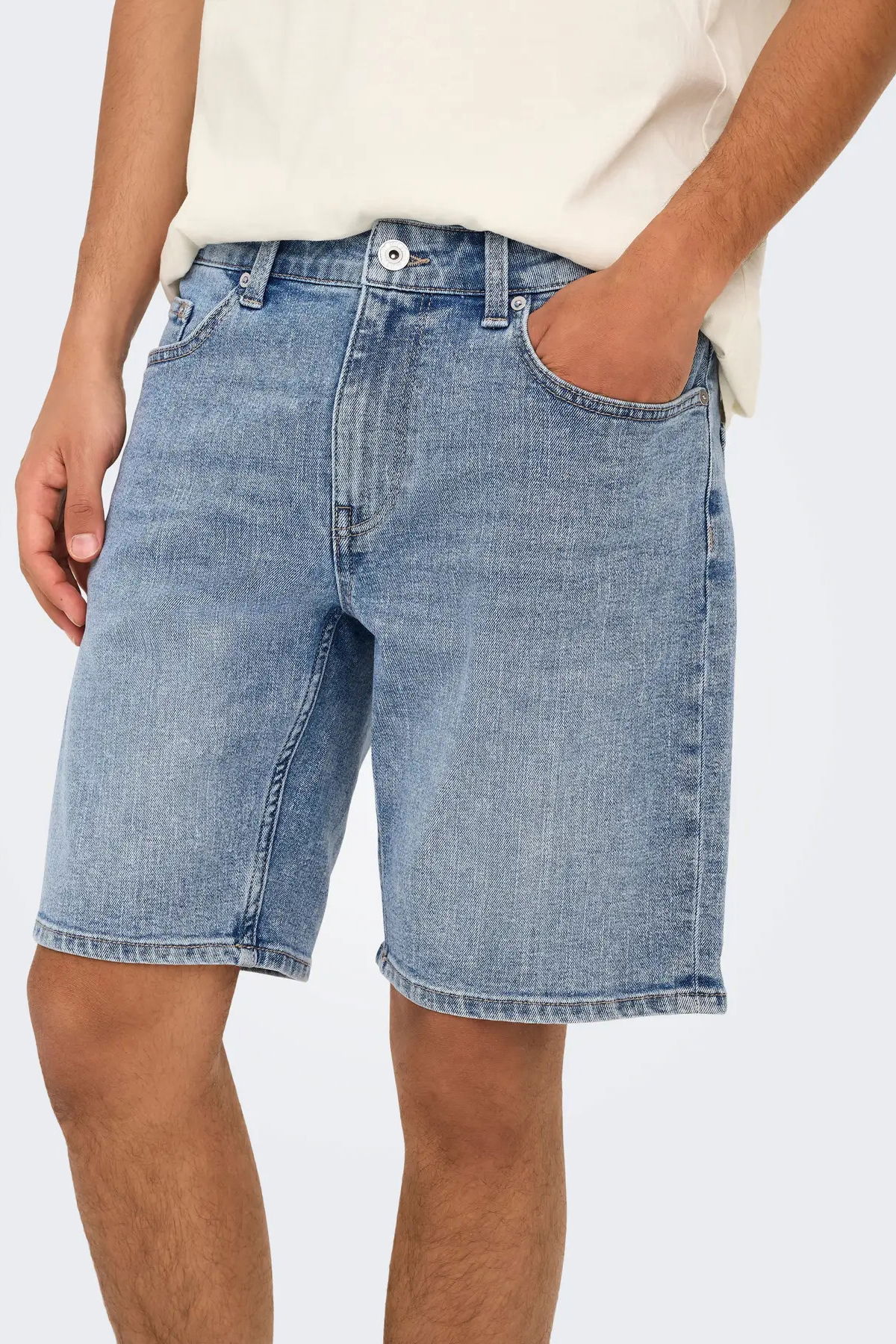 Only & Sons Erkek Onsweft Regular Fit Jean Şort 22032927 Mavi - 3