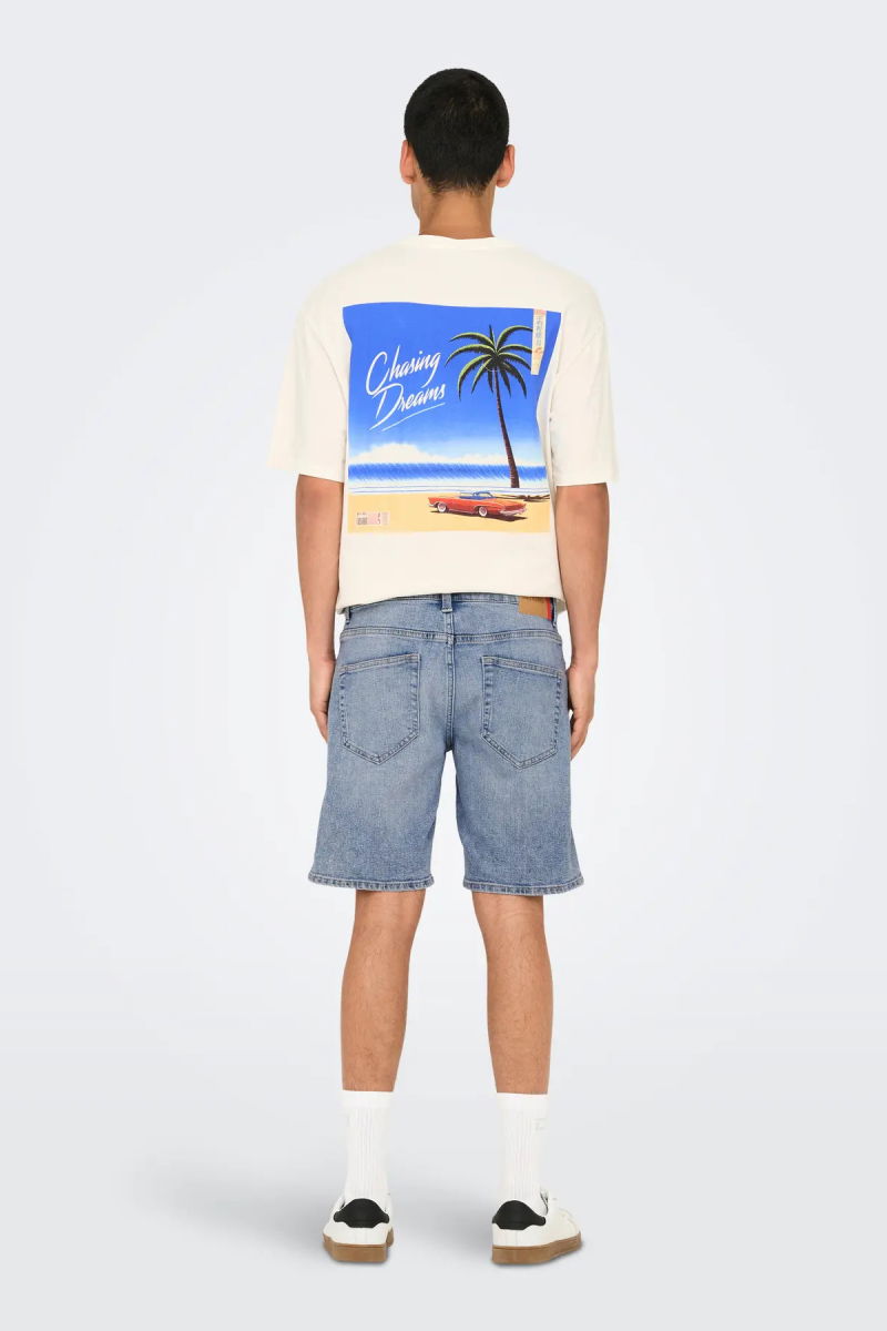 Only & Sons Erkek Onsweft Regular Fit Jean Şort 22032927 Mavi - 4