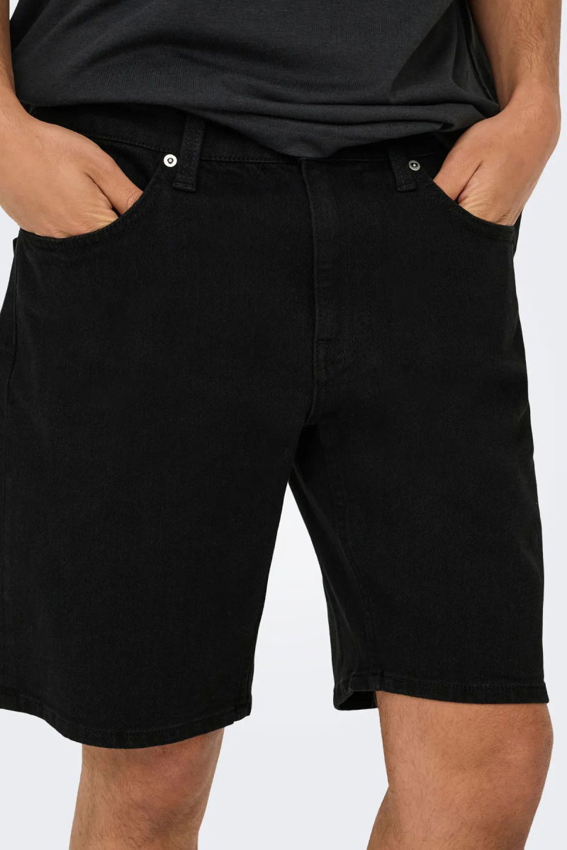 Only & Sons Erkek Onsweft Regular Fit Jean Şort 22032927 Siyah - 3