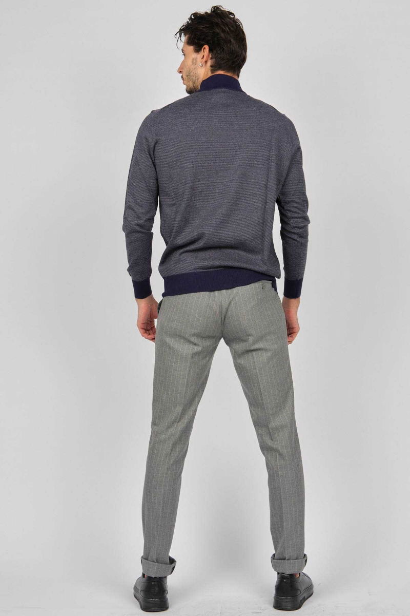 Pave Erkek Baklava Desenli Yün Kazak 4537170 Lacivert - 4