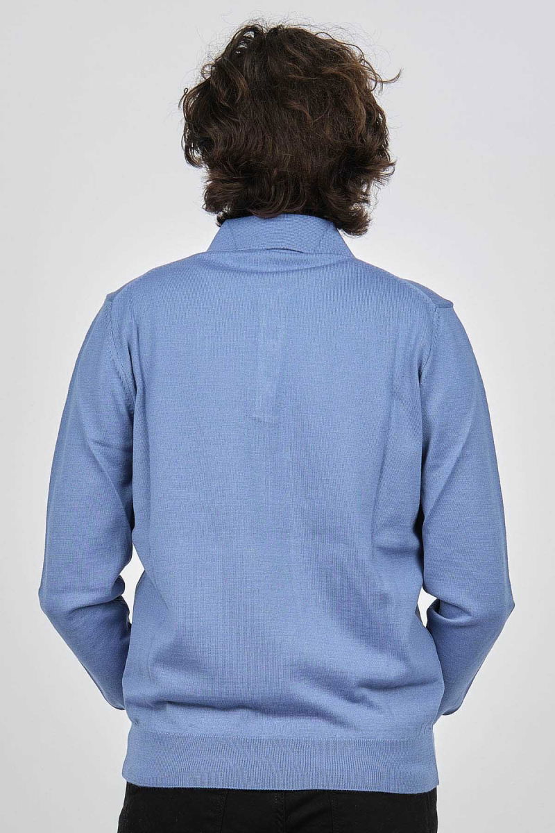 Pave Erkek Polo Yaka Yün Kazak 4538004 Mavi - 5