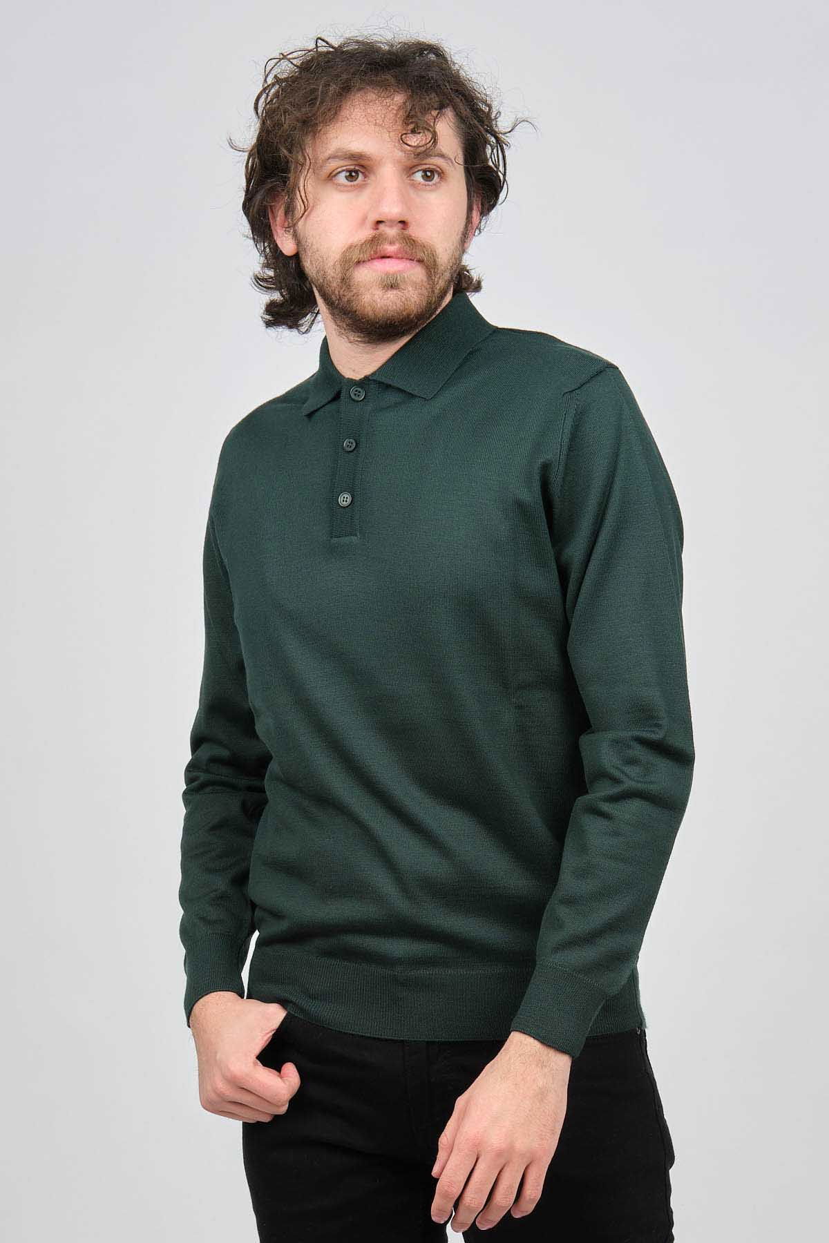 Pave Erkek Polo Yaka Yün Kazak 4538004 Yeşil - 1