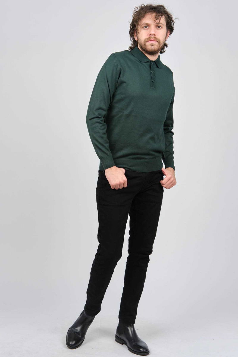 Pave Erkek Polo Yaka Yün Kazak 4538004 Yeşil - 2