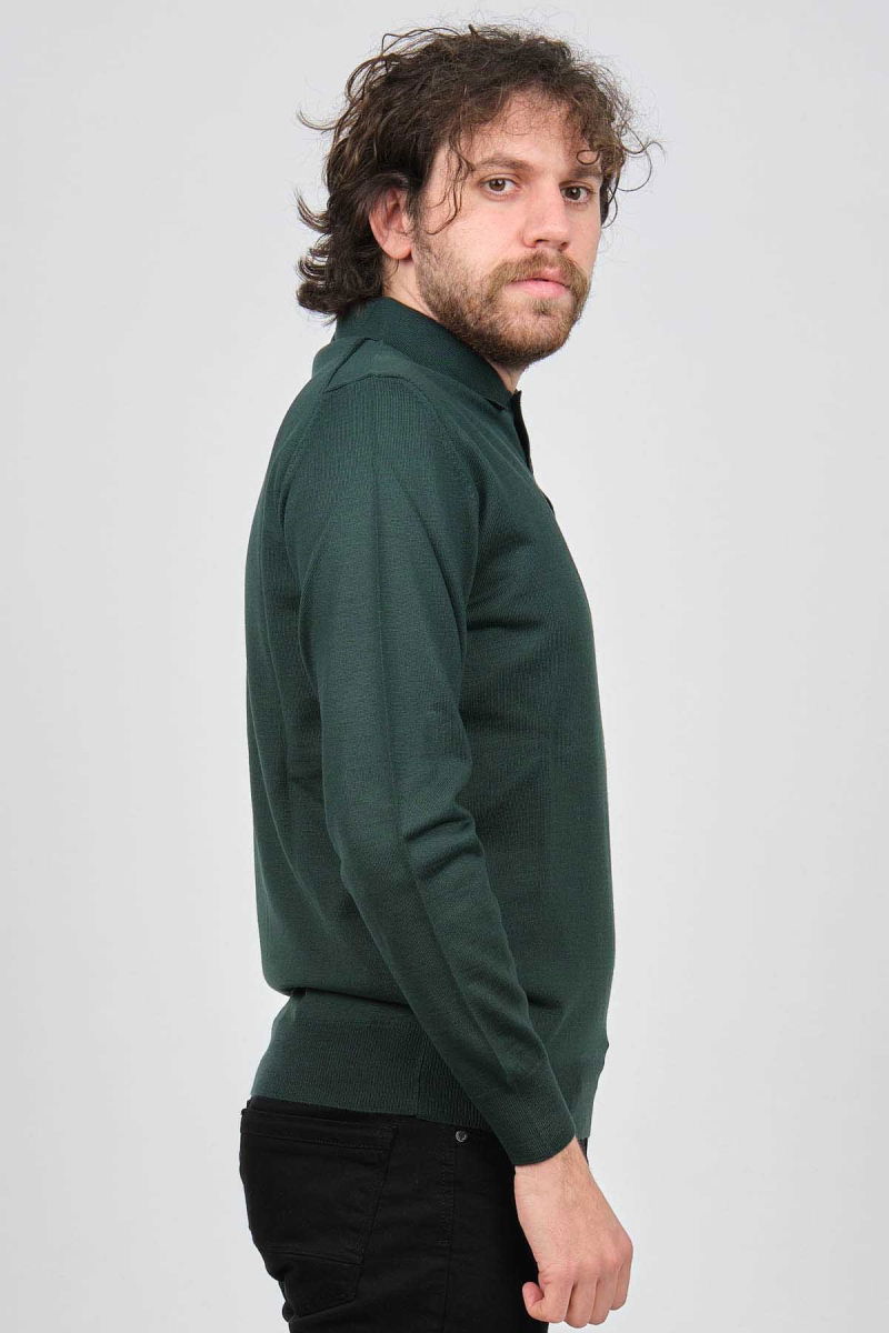 Pave Erkek Polo Yaka Yün Kazak 4538004 Yeşil - 4