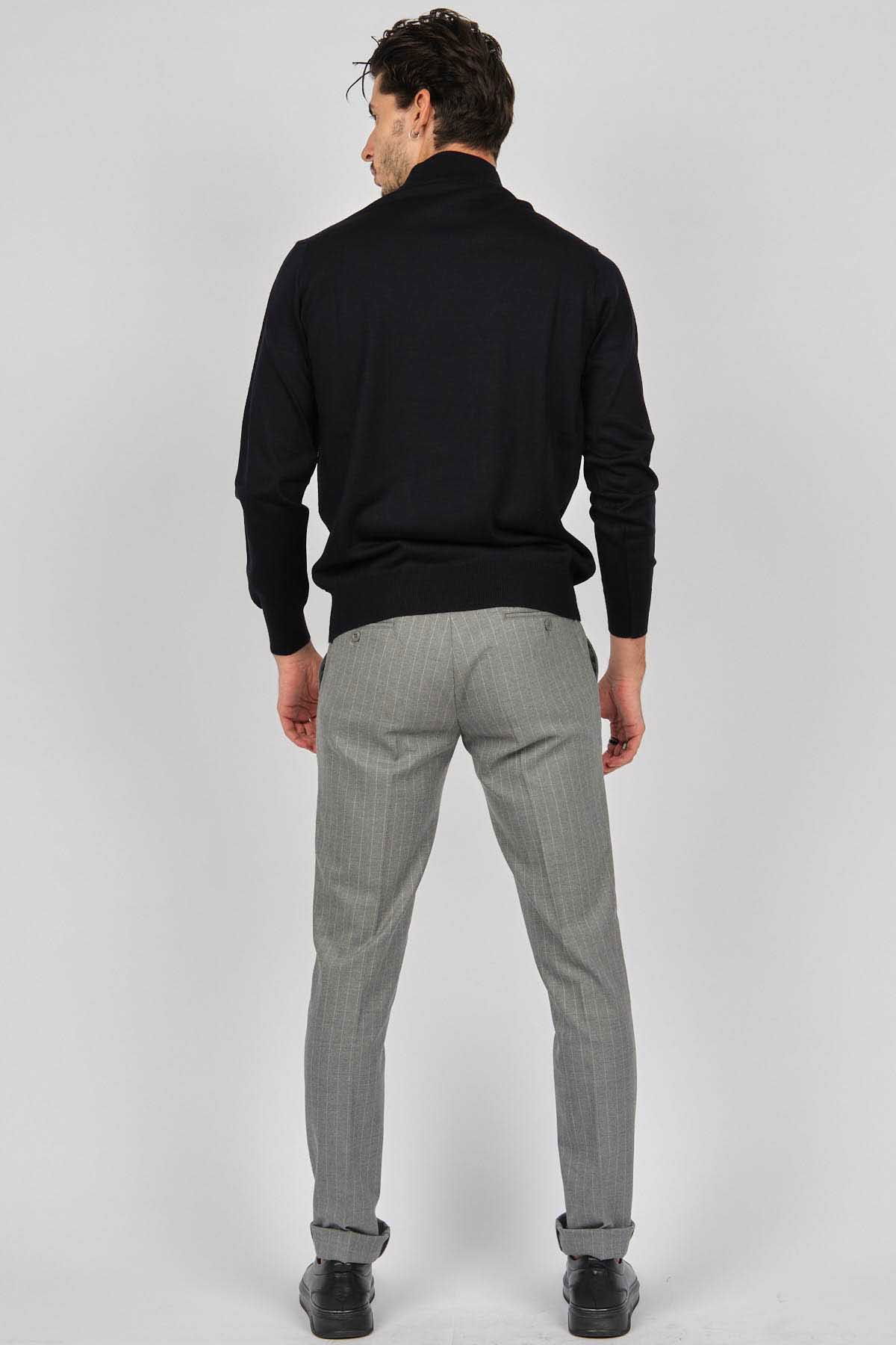 Pave Erkek Yarım Balıkçı Desenli Kazak 4537200 Lacivert - 4