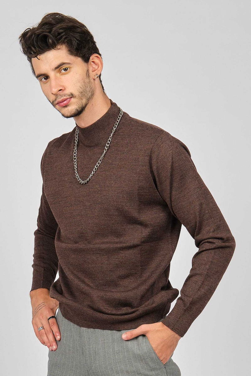 Pave Erkek Yarım Balıkçı Yaka Yün Kazak 4530014 Kahverengi - Pave