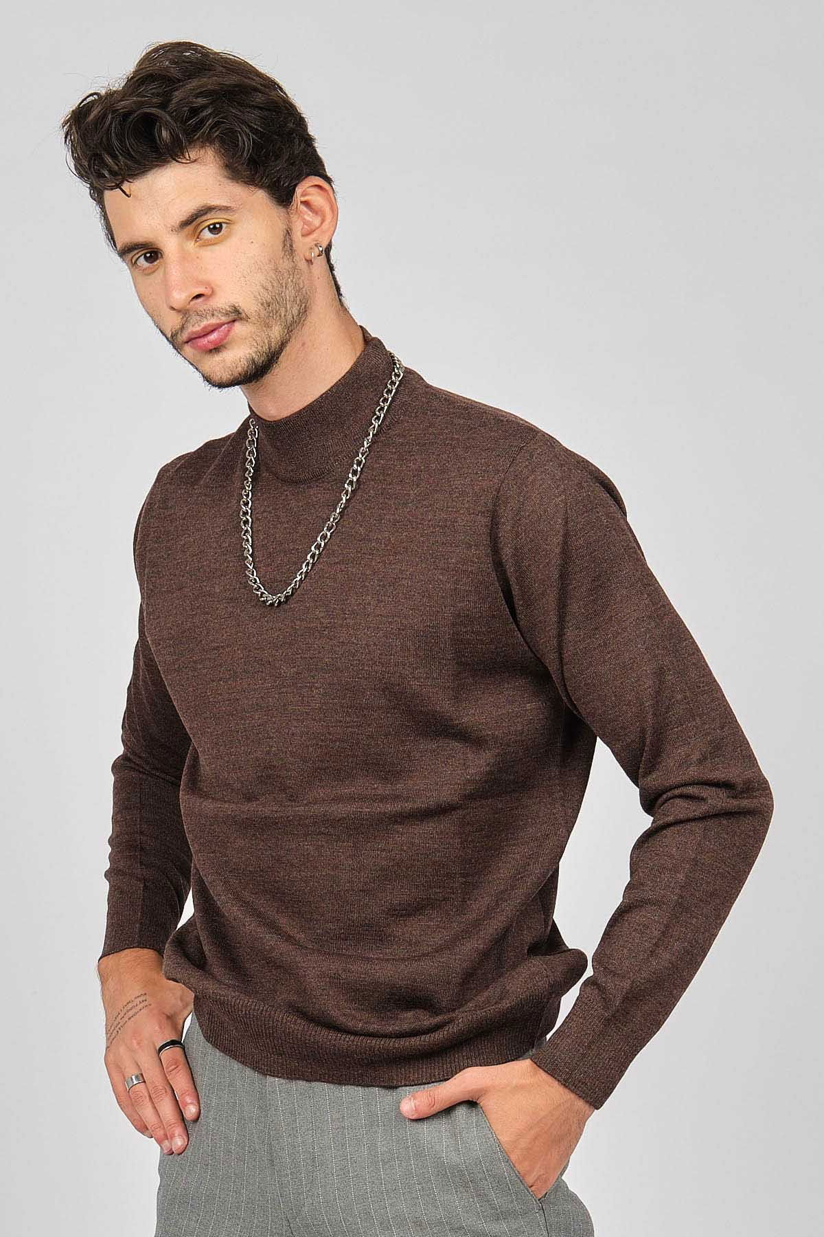 Pave Erkek Yarım Balıkçı Yaka Yün Kazak 4530014 Kahverengi - 1