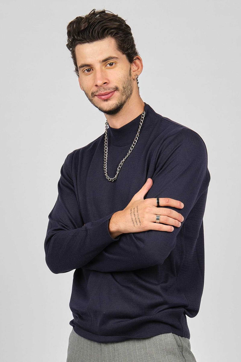 Pave Erkek Yarım Balıkçı Yaka Yün Kazak 4530014 Lacivert - Pave