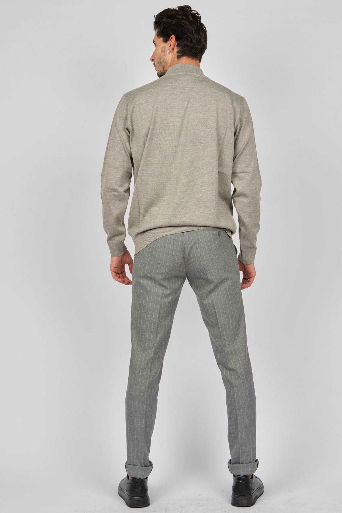 Pave Erkek Yarım Balıkçı Yaka Yün Kazak 4530014 Taş - 5