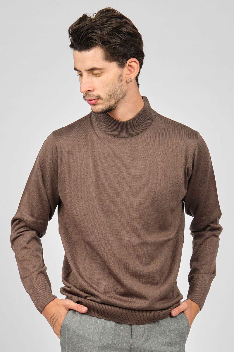 Pave Erkek Yarım Balıkçı Yaka Yün Kazak 4530014 Vizon - Pave