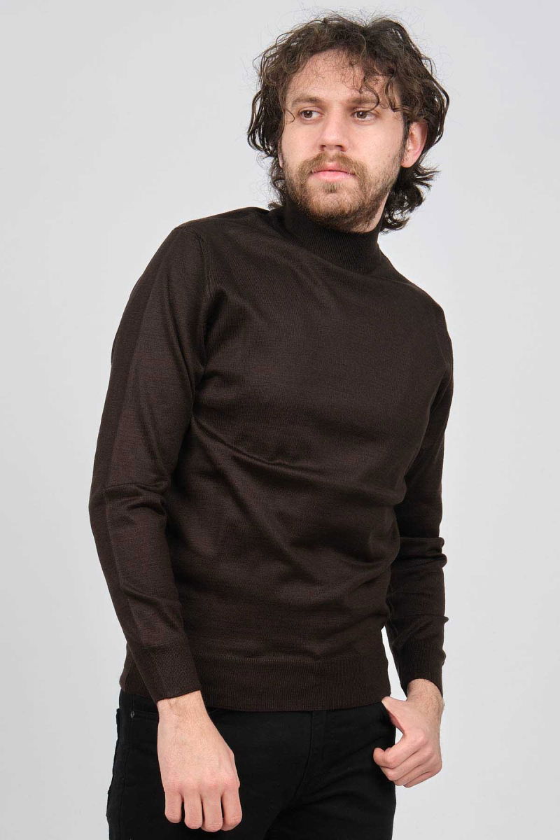 Pave Erkek Yarım Balıkçı Yaka Yün Kazak 4536000 Kahverengi - Pave