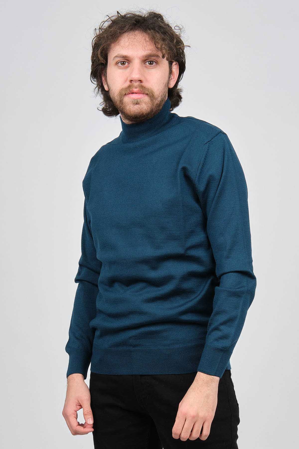 Pave Erkek Yarım Balıkçı Yaka Yün Kazak 4536000 Petrol - 6