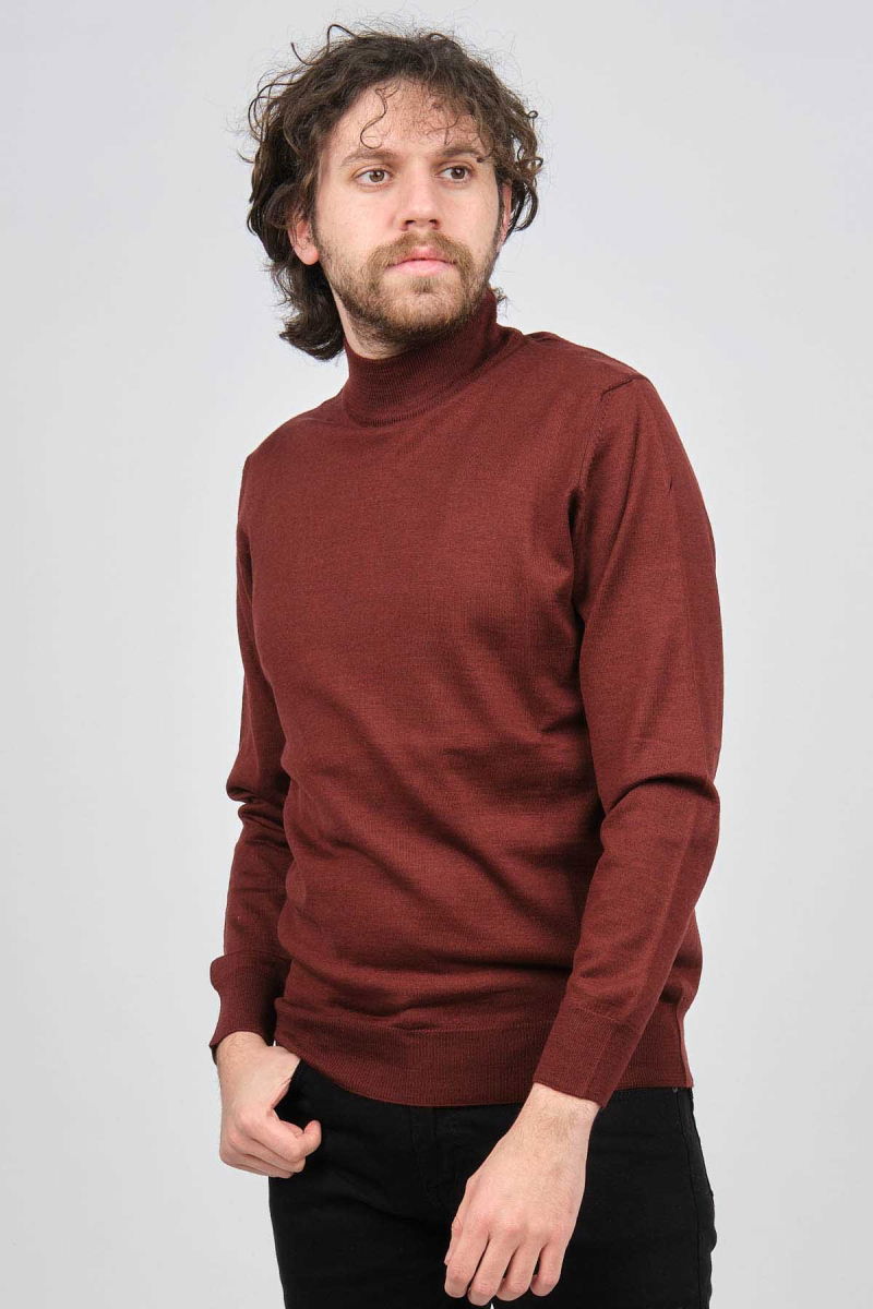 Pave Erkek Yarım Balıkçı Yaka Yün Kazak 4536000 Tarçın - Pave