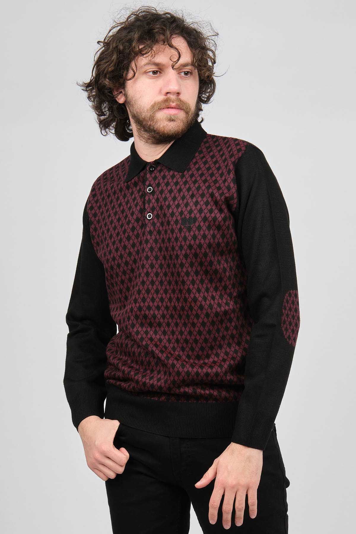 Pelikan Erkek Dirsek Detaylı Polo Yaka Kazak 1577427 Bordo - 1