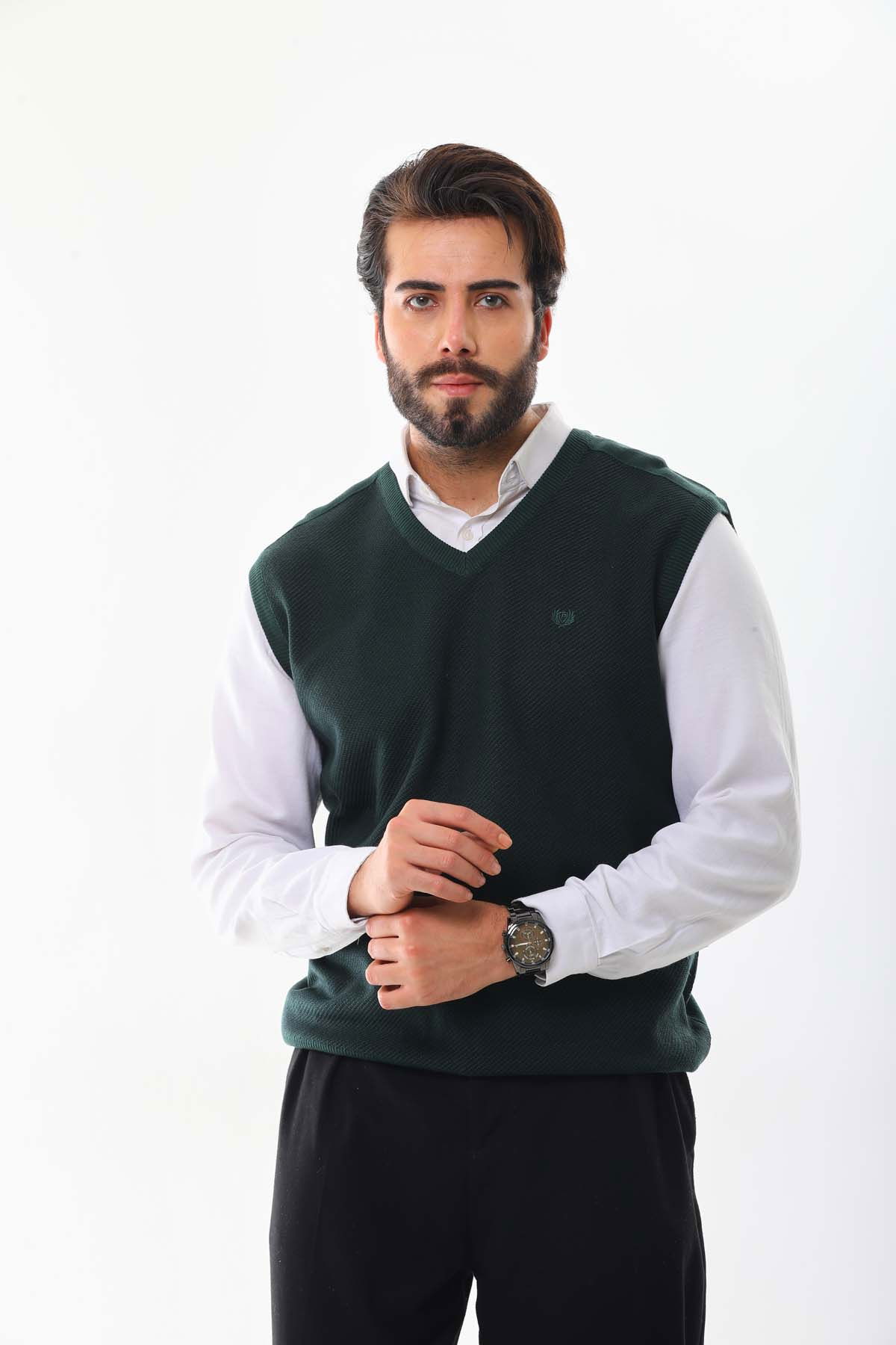 Pelikan Erkek V Yaka Süveter 9617 Yeşil - 3