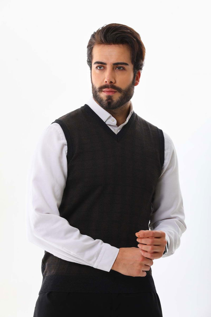 Pelikan Erkek V Yaka Yün Süveter 4P13 Antrasit - 3