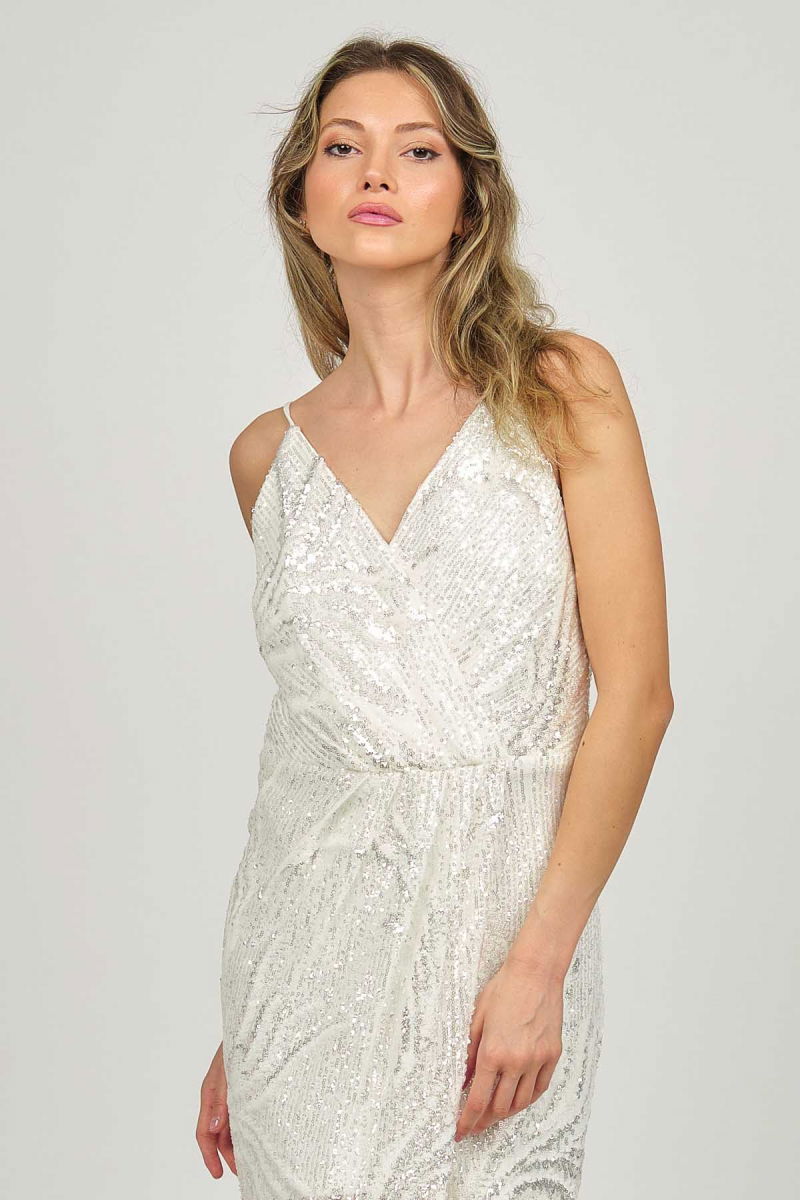 Pierre Cardin Kadın Askılı Payetli Abiye Elbise 5815371 Krem - 4