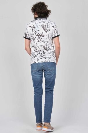 Qwerty Erkek Çiçek Desenli Slim Fit Polo Yaka T-Shirt 5452625 Siyah - 5