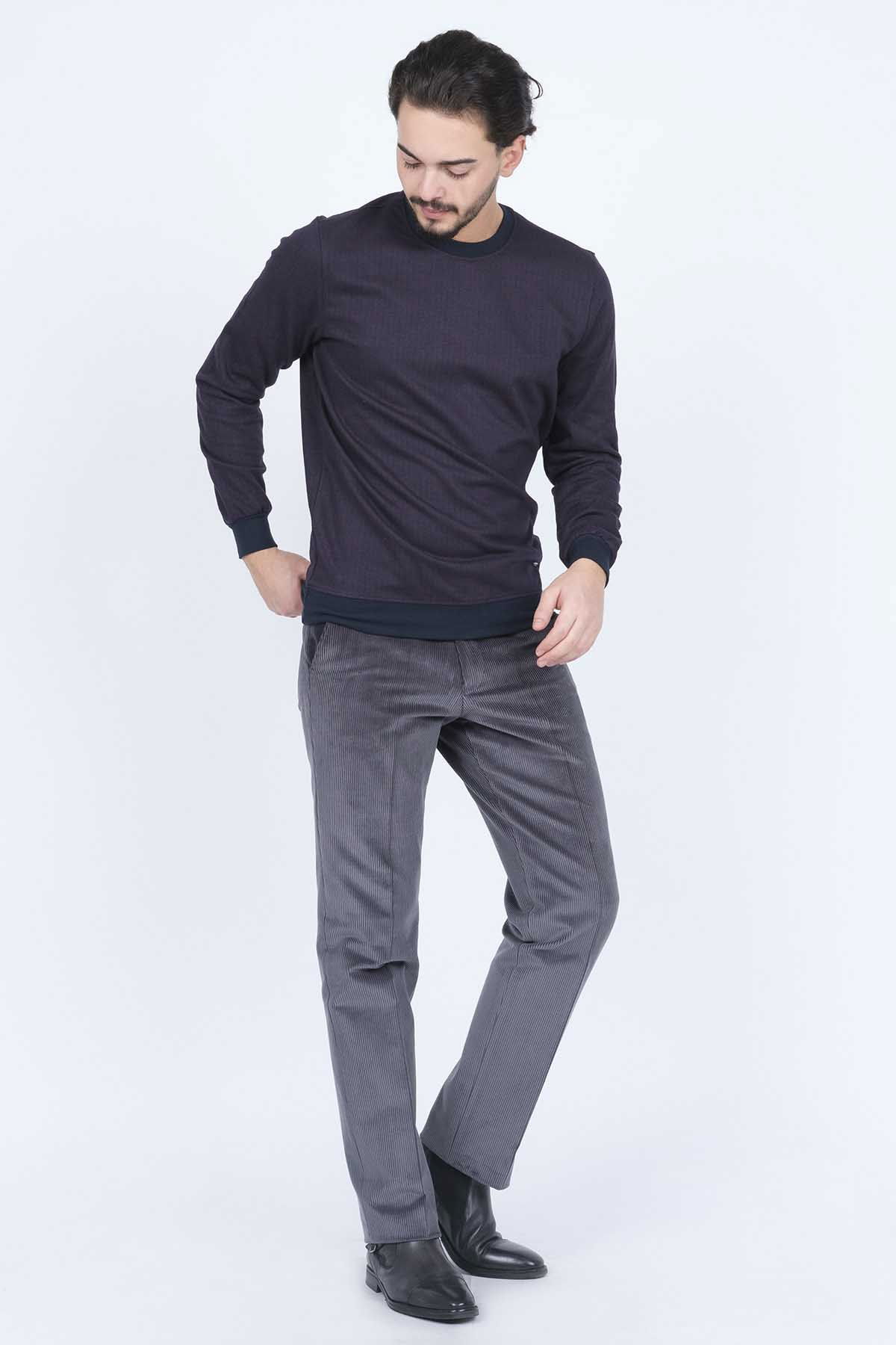 Raymons Erkek Desenli Bisiklet Yaka Triko Sweat 6782270 Bordo - 2