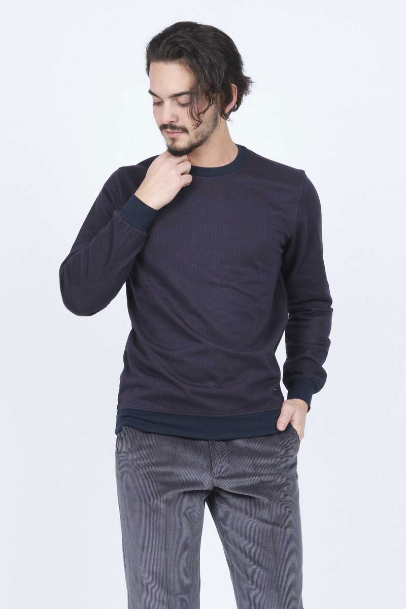 Raymons Erkek Desenli Bisiklet Yaka Triko Sweat 6782270 Bordo - 3