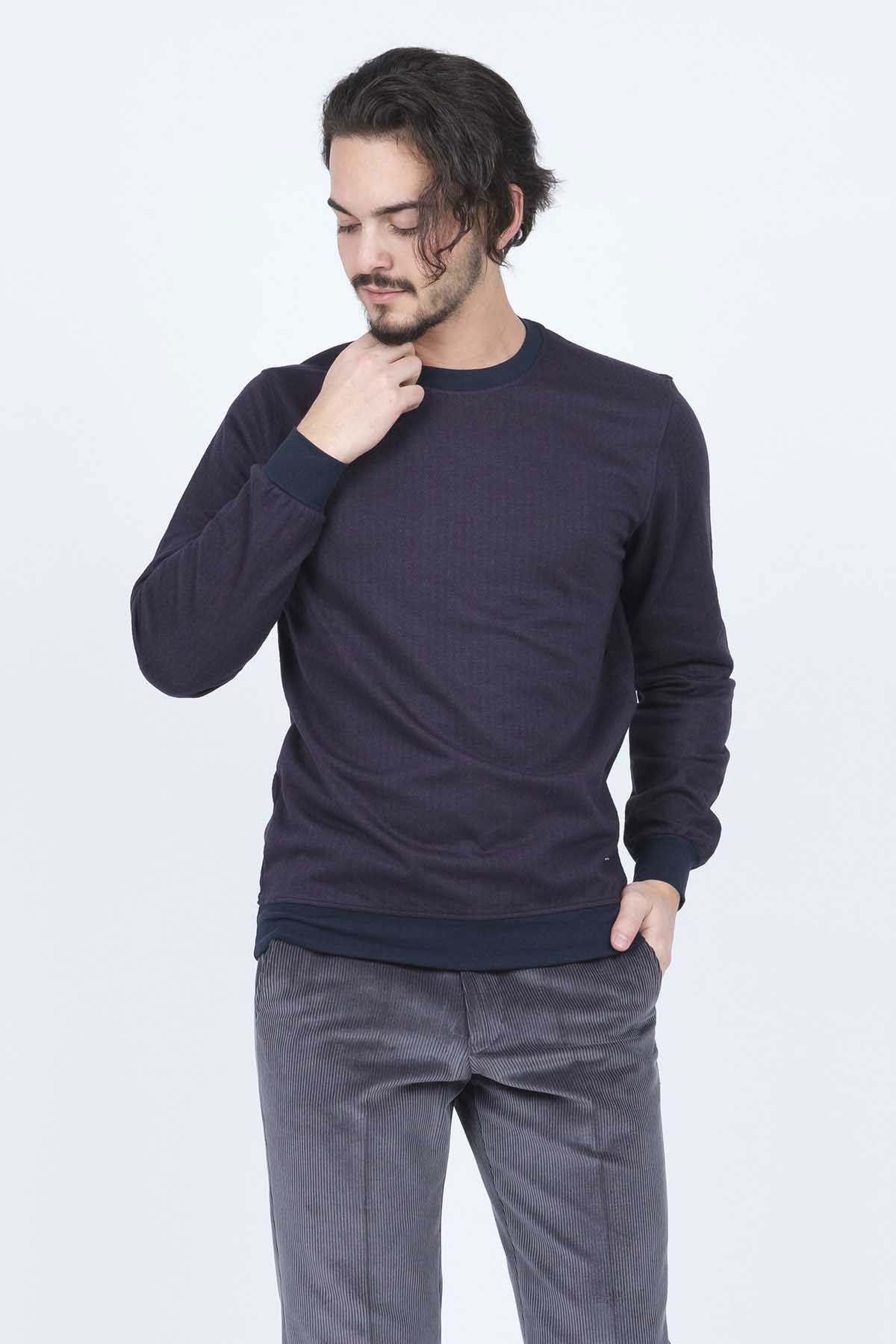 Raymons Erkek Desenli Bisiklet Yaka Triko Sweat 6782270 Bordo - 3