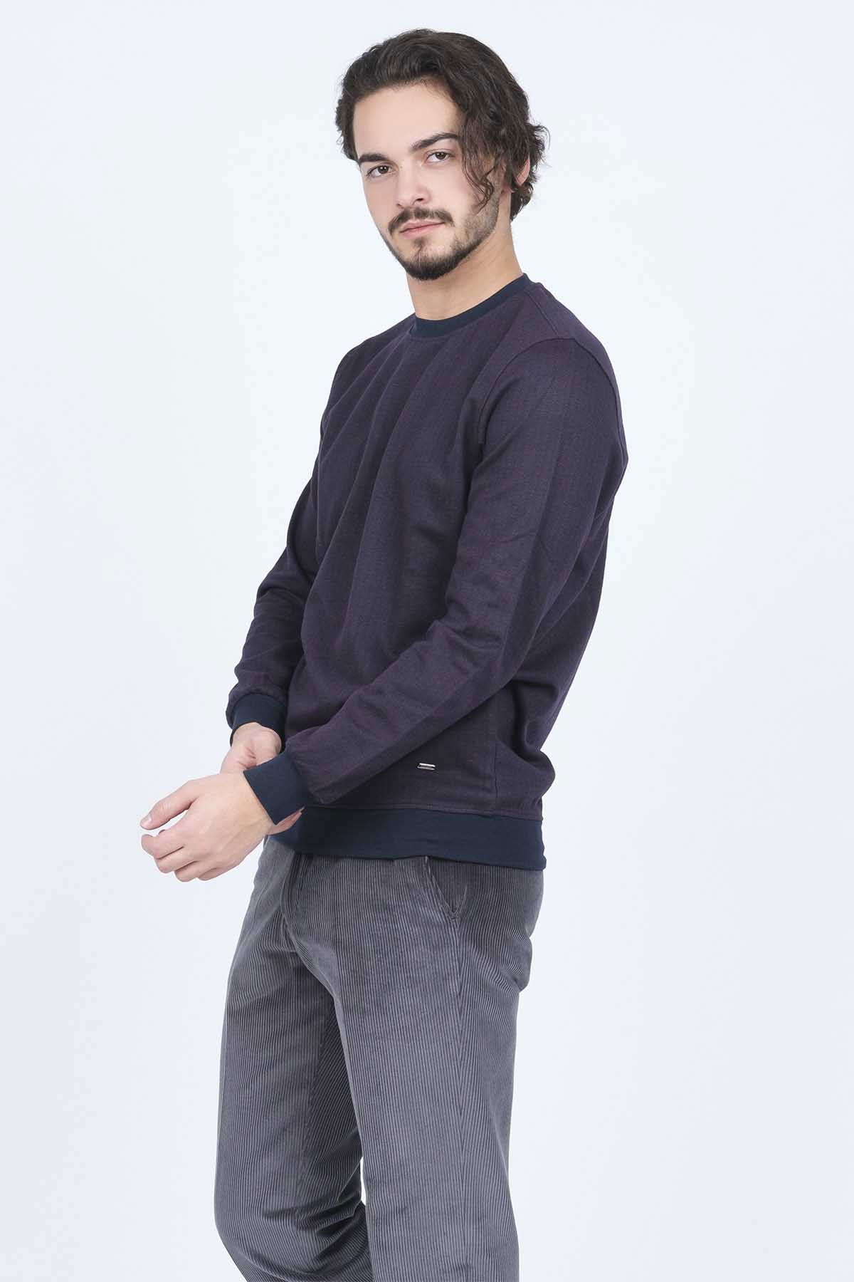 Raymons Erkek Desenli Bisiklet Yaka Triko Sweat 6782270 Bordo - 4