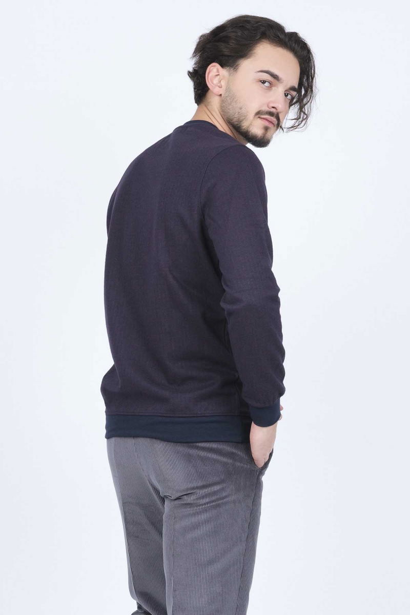 Raymons Erkek Desenli Bisiklet Yaka Triko Sweat 6782270 Bordo - 5