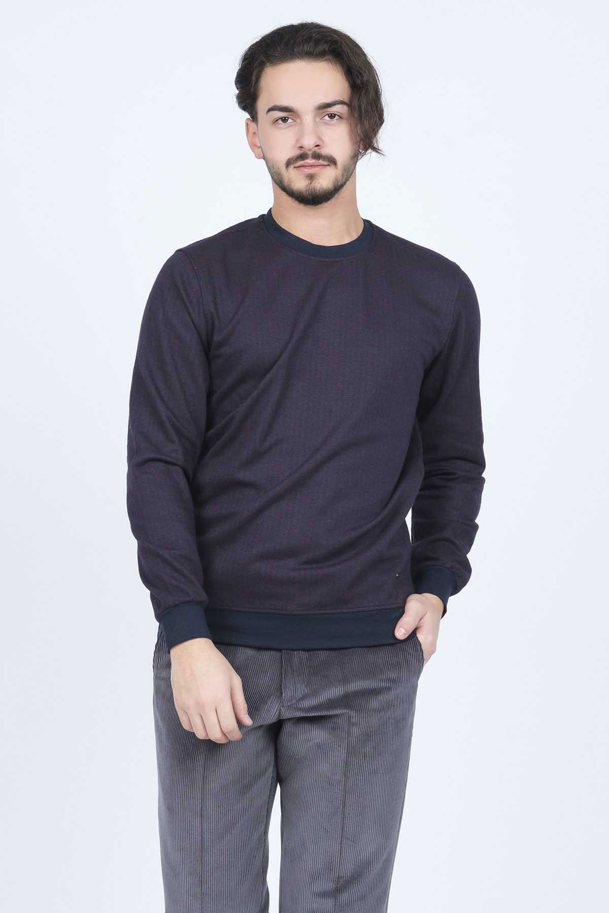 Raymons Erkek Desenli Bisiklet Yaka Triko Sweat 6782270 Bordo - 6