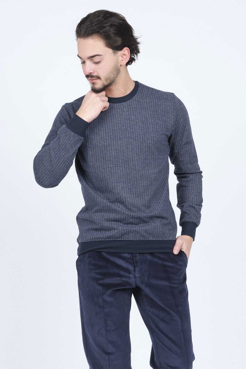 Raymons Erkek Desenli Bisiklet Yaka Triko Sweat 6782270 Lacivert 