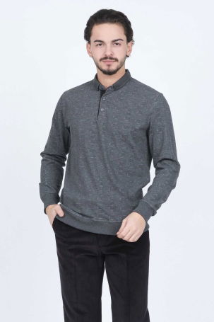 Raymons Erkek Desenli Polo Yaka Triko Sweat 6782251 Antrasit 