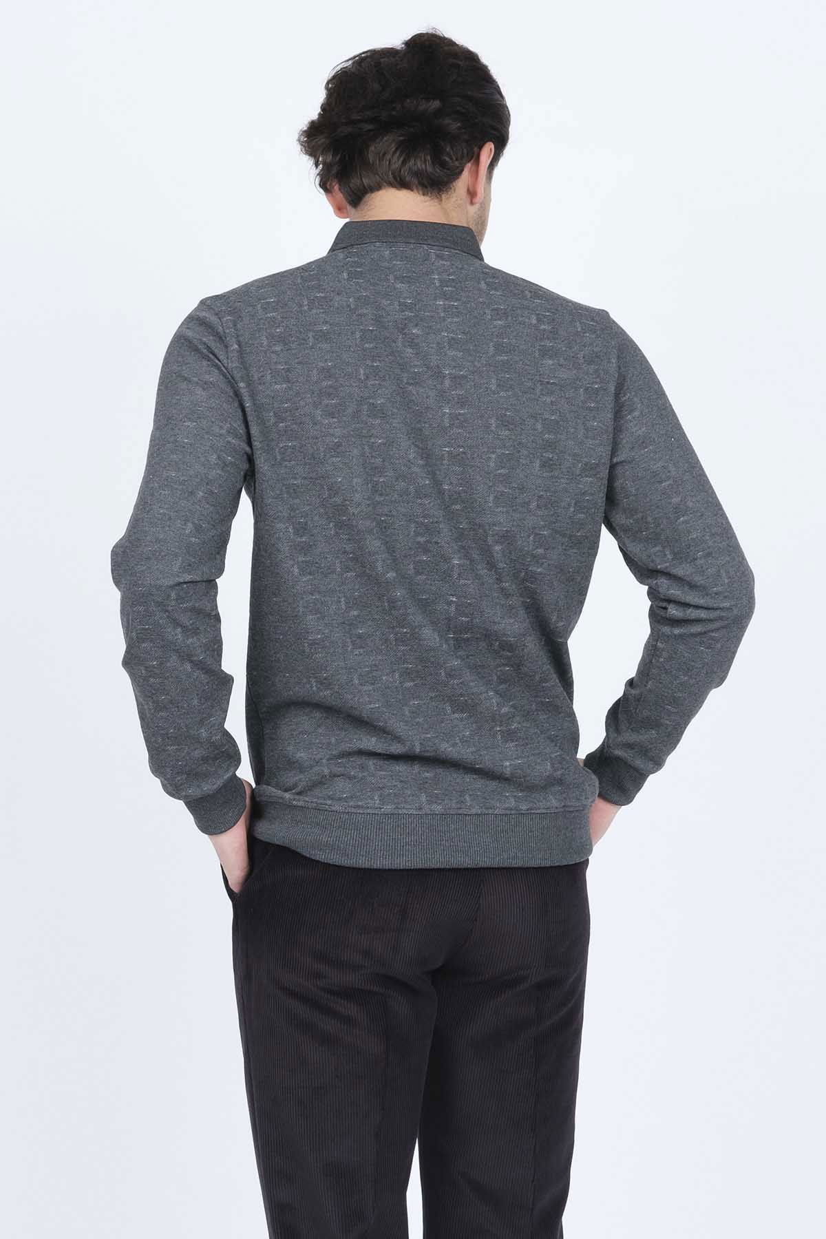 Raymons Erkek Desenli Polo Yaka Triko Sweat 6782251 Antrasit - 5