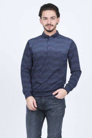 Raymons Erkek Desenli Polo Yaka Triko Sweat 6782257 Indigo 