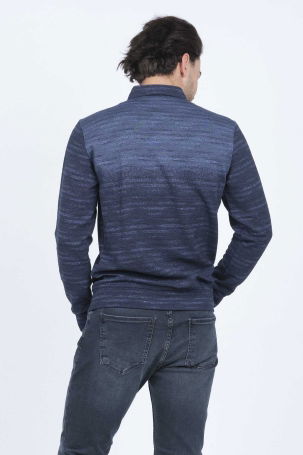 Raymons Erkek Desenli Polo Yaka Triko Sweat 6782257 Indigo - 5